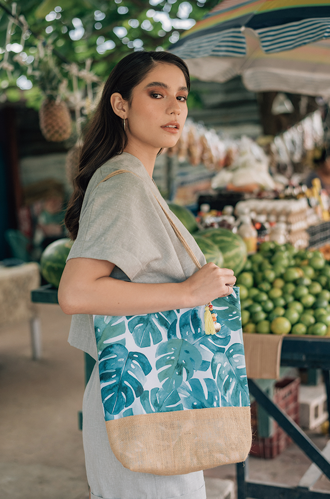 MONSTERA tropical beach bag La Paso Bien