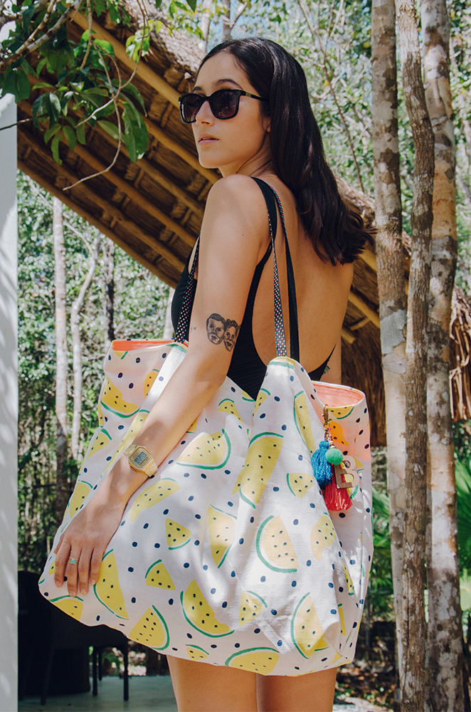 Sandia Oversized Tote White Cotton Handles