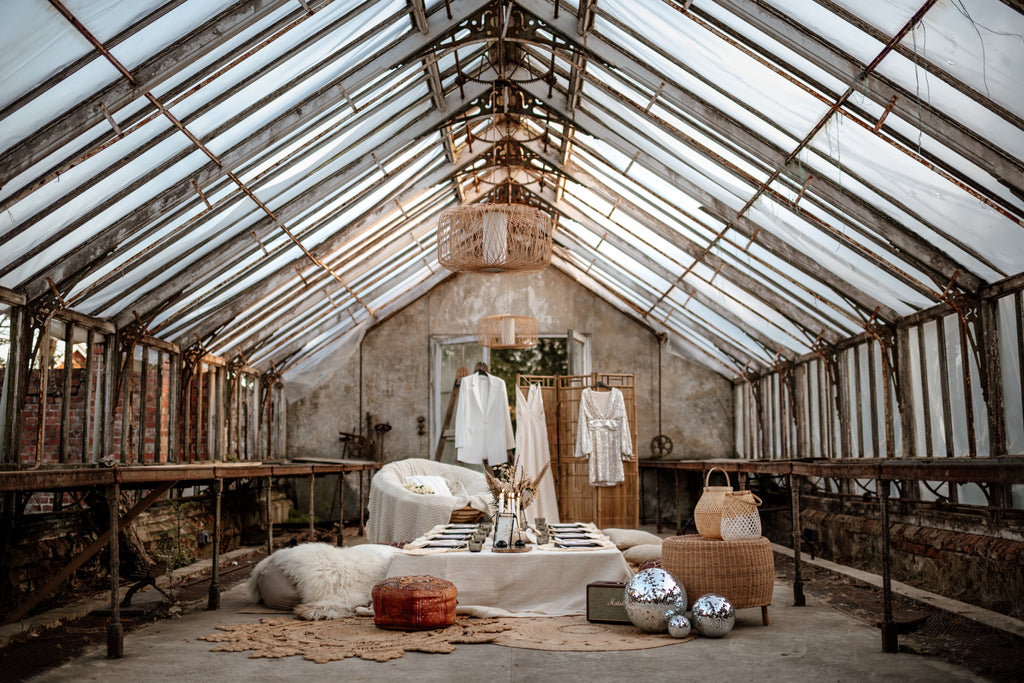 Wedding styled shoot in victorian greenhouse