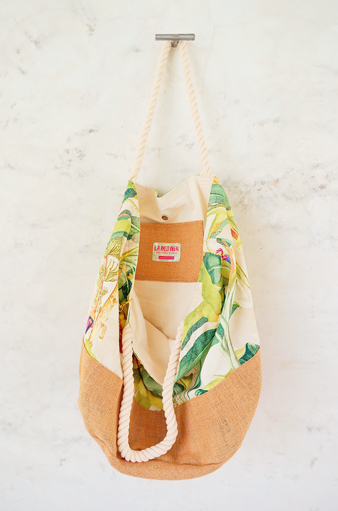 large banana leaf beach bag