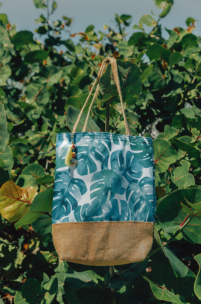 MONSTERA tropical beach bag La Paso Bien