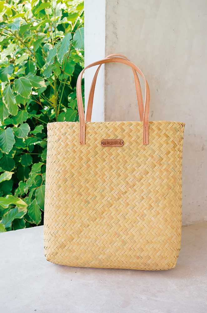 Palmita Straw Tote with Leather Handles