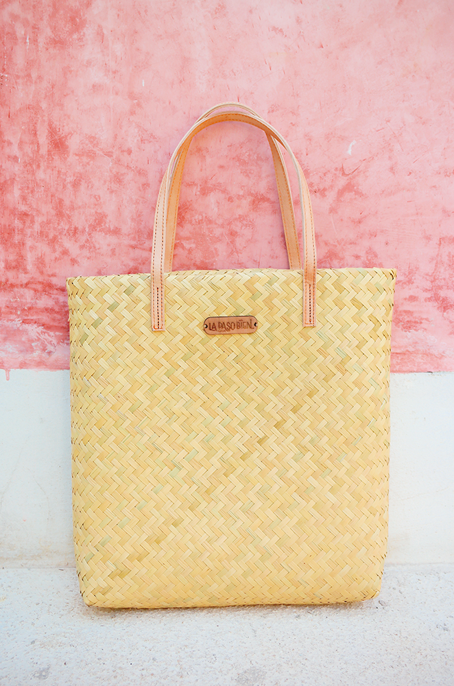 Palmita Straw Tote with Leather Handles