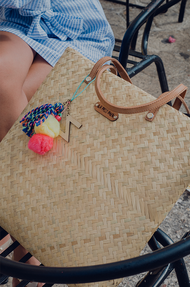 Large Straw Beach Bag with Leaf Tassel - Otcho Handmade