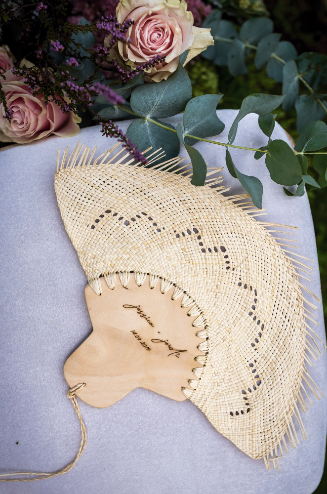 personalized palm leaf hand fans for wedding