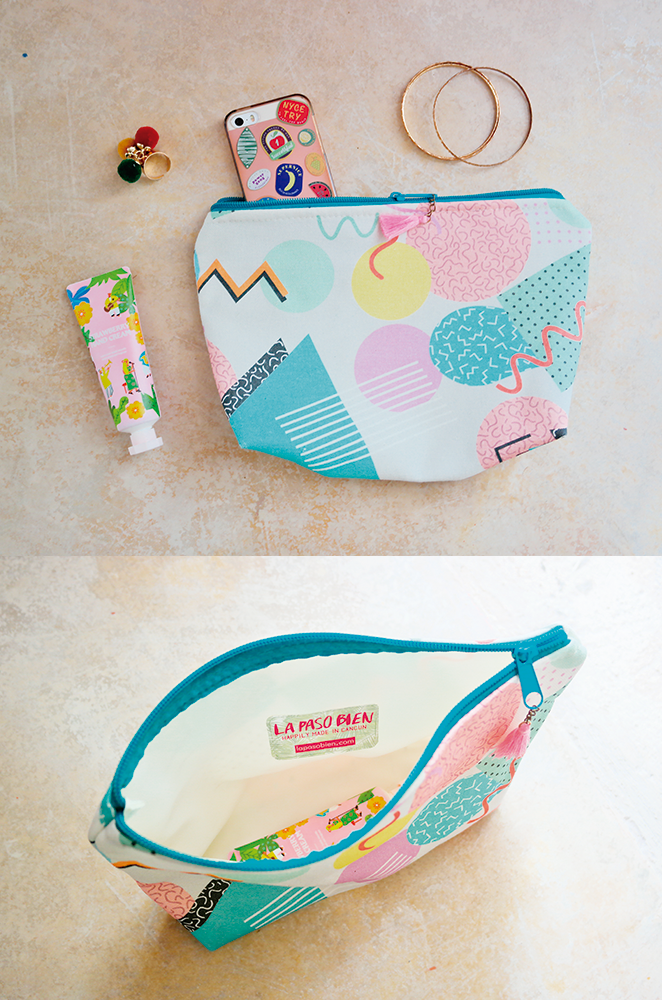 memphis design style makeup bag