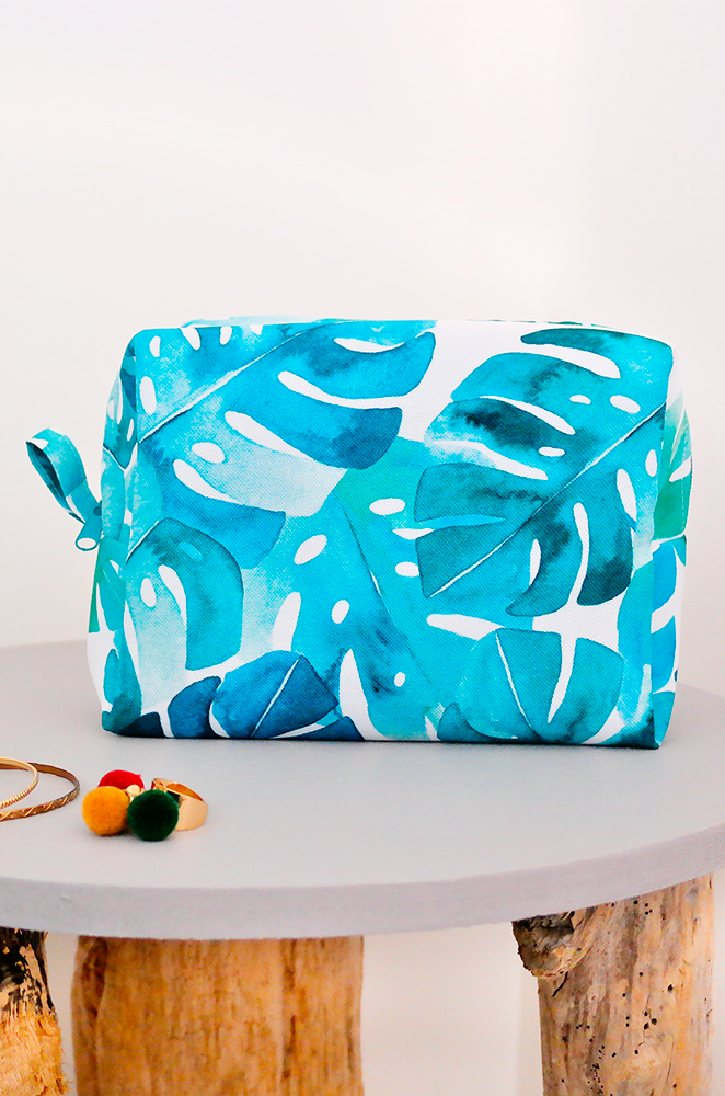 monstera print toiletry bag