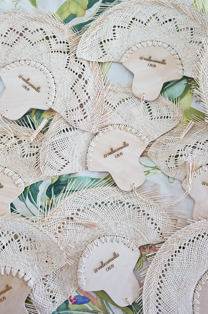 Palm fans best sale wedding favors