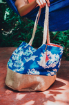 personalized beach bag made of natural burlap and cotton canvas