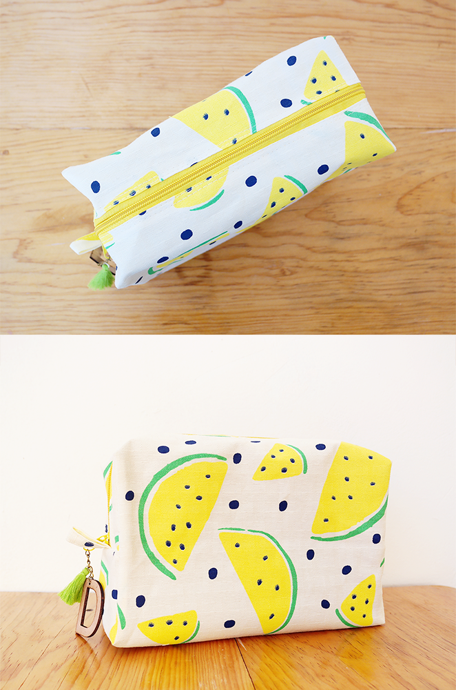 personalized tropical makeup bag in watermelon print