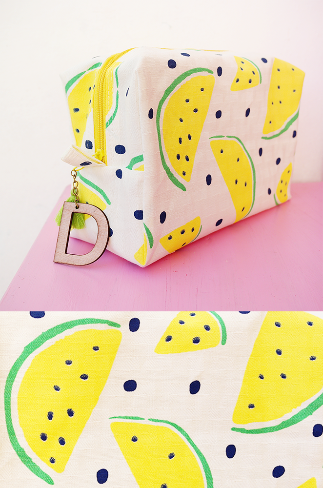 customized toiletry bag with watermelon print
